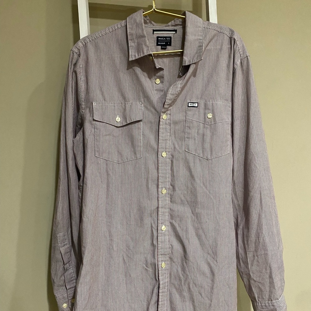 RVCA Gray Casual Button Down Shirt